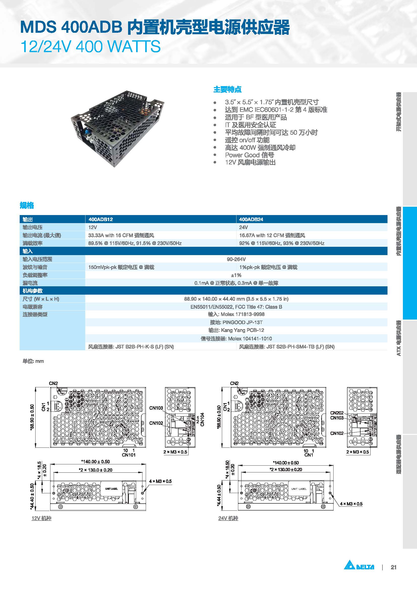 MDS 400ADB內(nèi)置機殼型電源供應(yīng)器